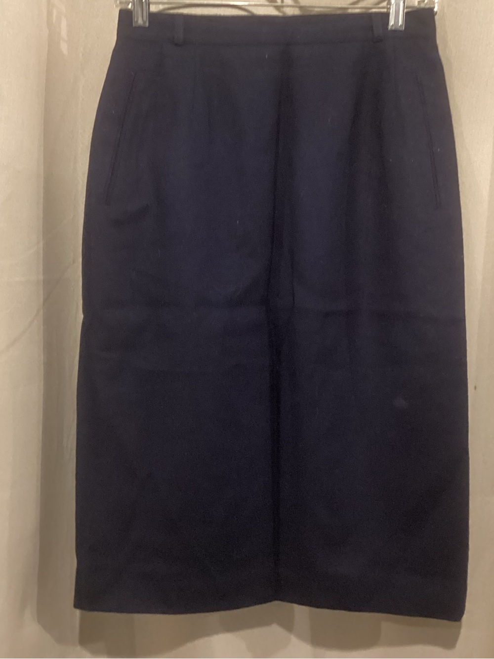 Classic Navy Pencil Skirt 100% Virgin Wool size 10